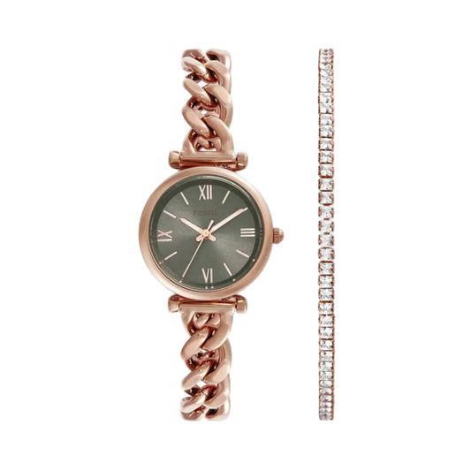 Fossil Carlie Quartz Grey Dial Analog Women's Watch With Bracelet ES5378SET