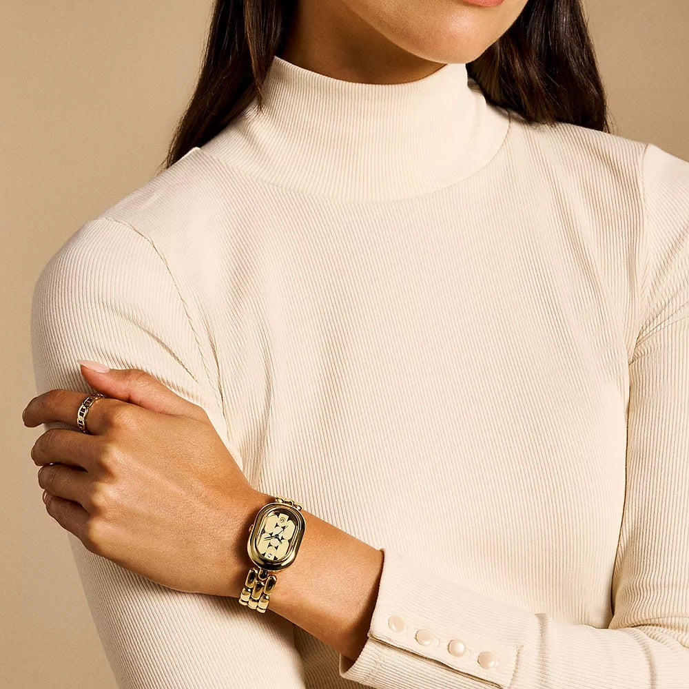 Fossil Sloan Quartz Gold Dial Analog Stainless Steel Women's Watch ES5380
