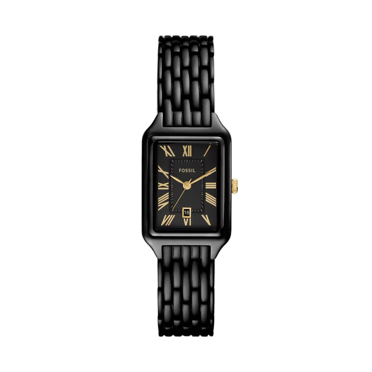 Fossil Raquel Quartz Three-Hand Date Black Dial Stainless Steel Women Watch ES5385
