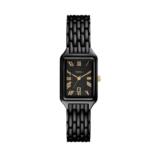 Fossil Raquel Quartz Three-Hand Date Black Dial Stainless Steel Women Watch ES5385