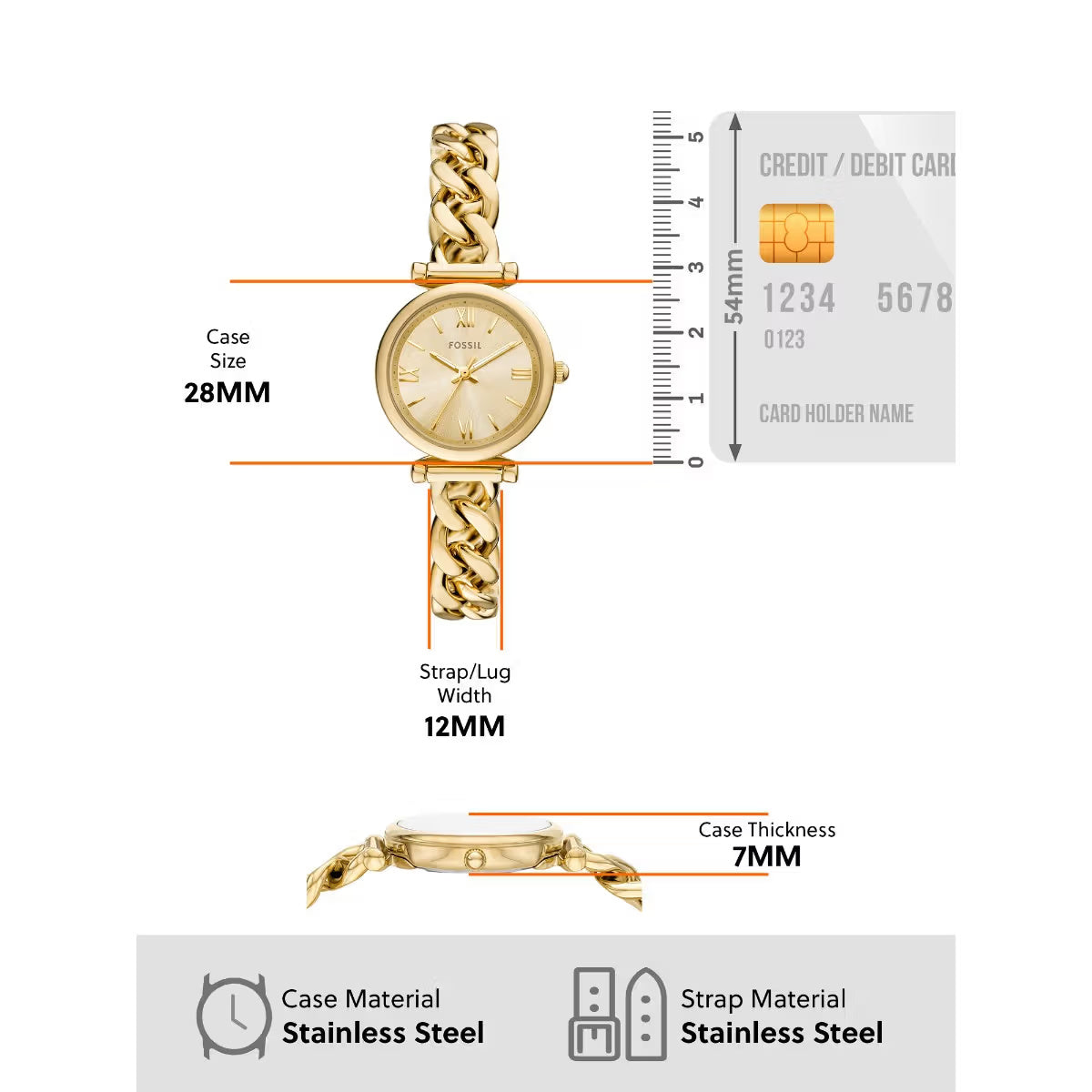 Fossil Carlie Gold Round Dial Analog Women Watch With Bracelet Set ES5387SET