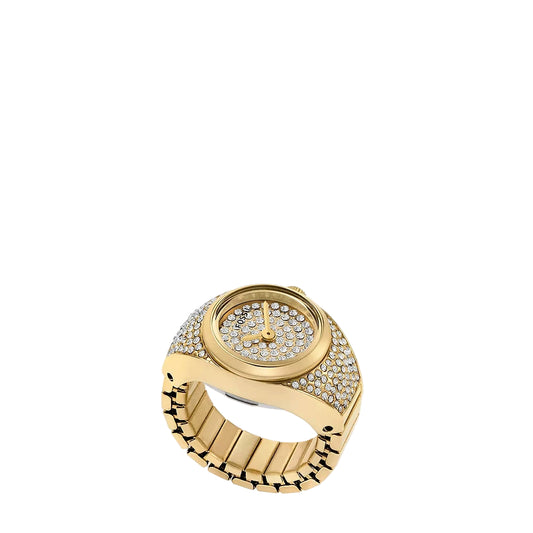 Fossil Quartz Gold Dial Analog Stainless Steel Women Ring Watch ES5392