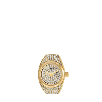Fossil Quartz Gold Dial Analog Stainless Steel Women Ring Watch ES5392