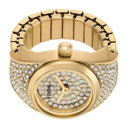 Fossil Quartz Gold Dial Analog Stainless Steel Women Ring Watch ES5392