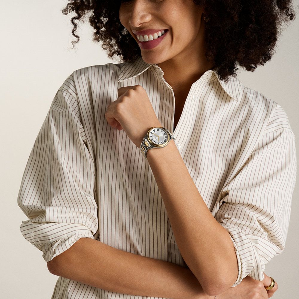 Fossil Gilmore Three-Hand Date Two-Tone Stainless Steel Women Watch ES5396