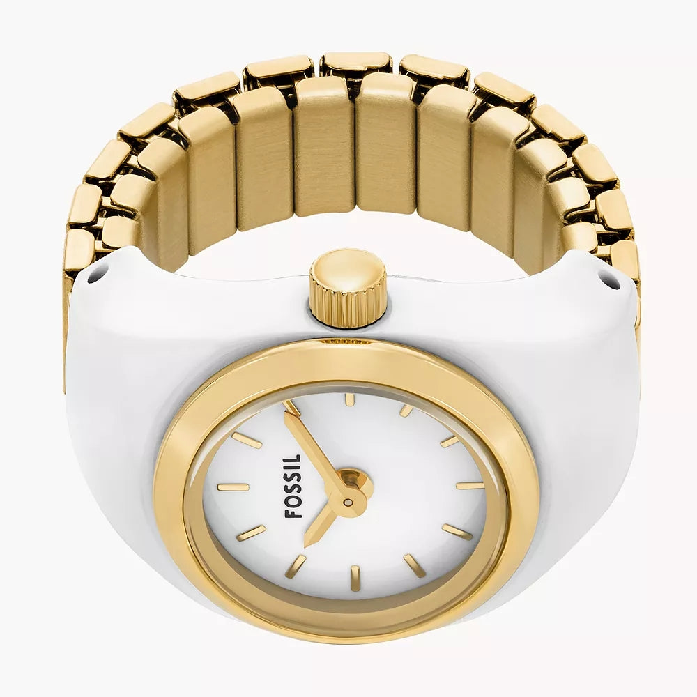 Fossil Quartz Two-Hand White Dial Analog Women Ring Watch ES5412