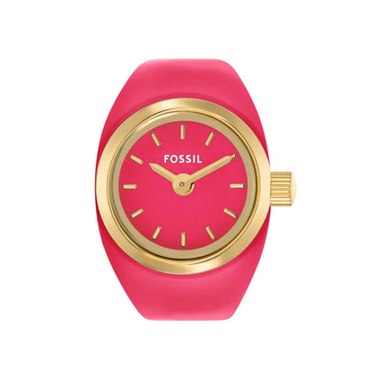 Fossil Quartz Two-Hand Pink Dial Stainless Steel Women Ring Watch ES5414