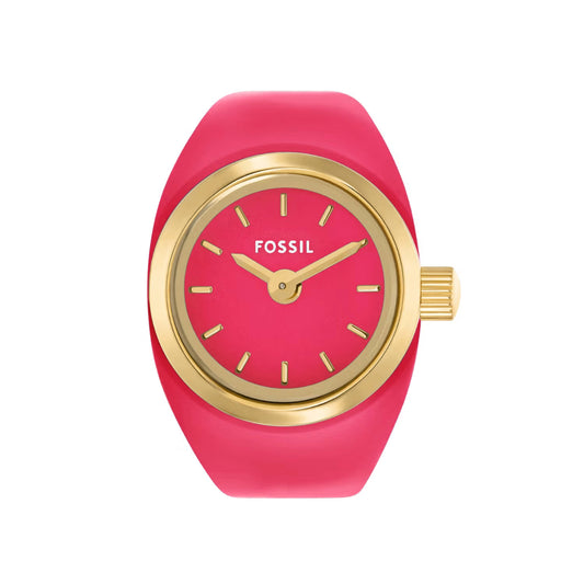 Fossil Quartz Two-Hand Pink Dial Stainless Steel Women Ring Watch ES5414