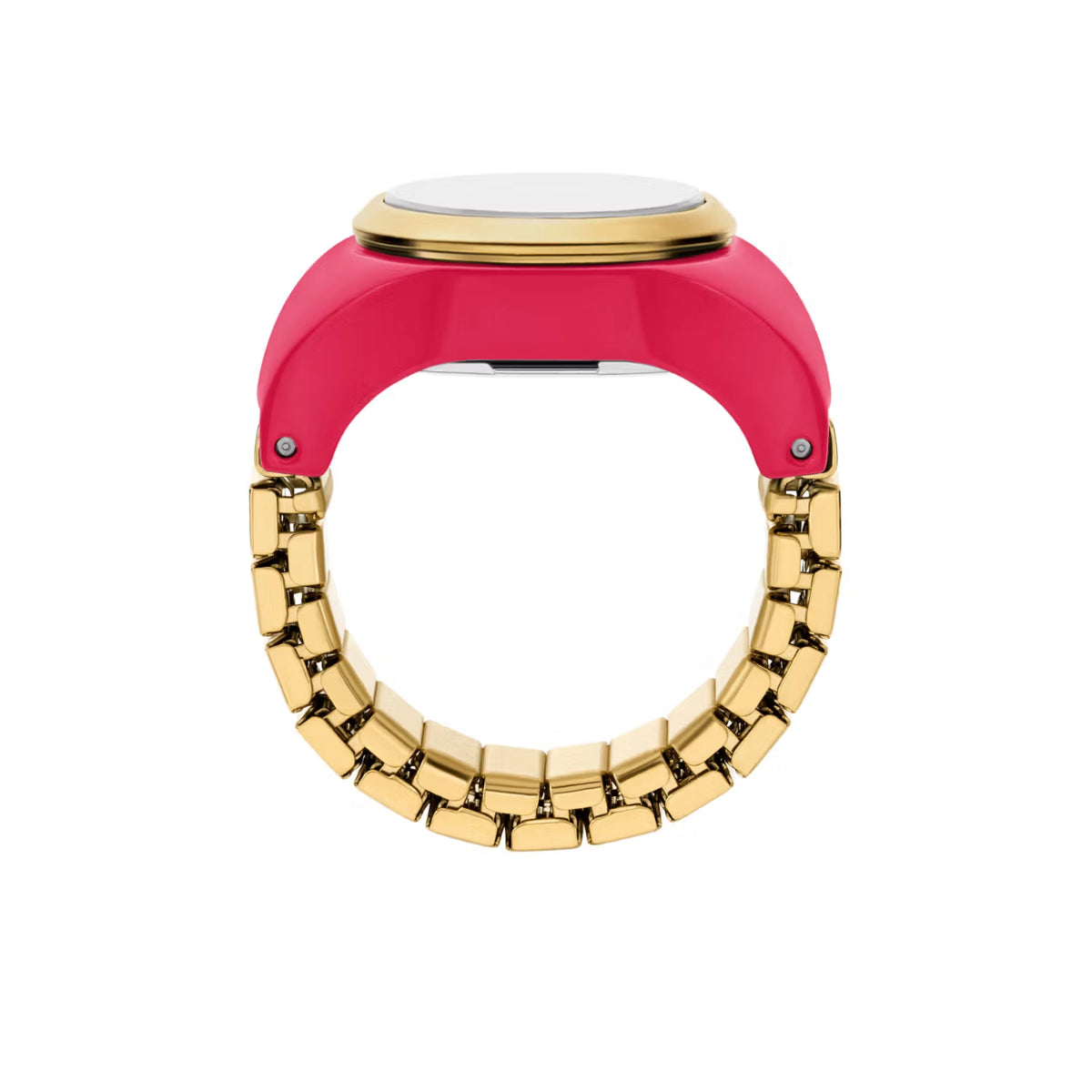 Fossil Quartz Two-Hand Pink Dial Stainless Steel Women Ring Watch ES5414