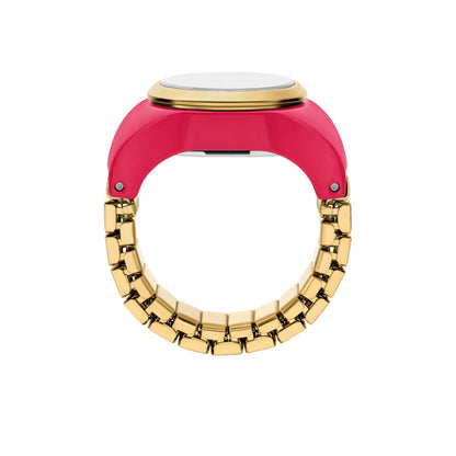 Fossil Quartz Two-Hand Pink Dial Stainless Steel Women Ring Watch ES5414