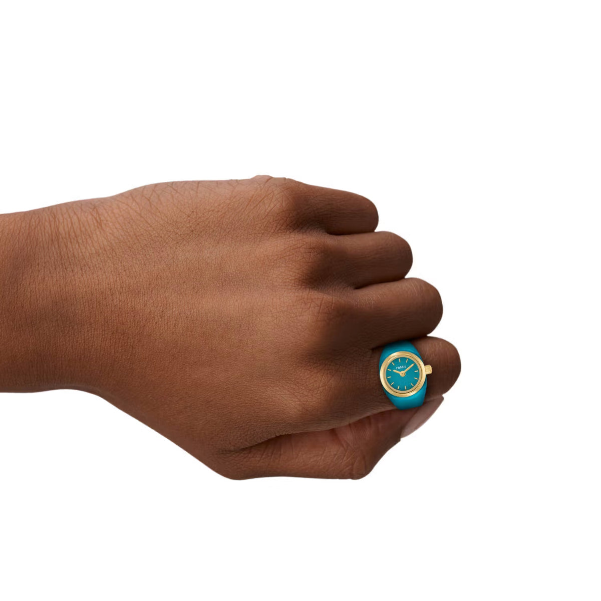 Fossil Quartz Two-Hand Blue Dial Stainless Steel Women Ring Watch ES5415