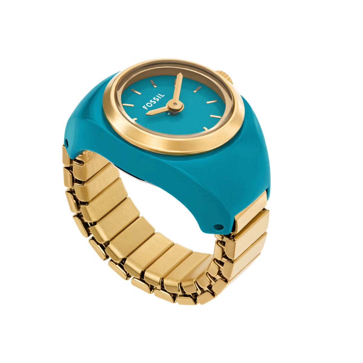 Fossil Quartz Two-Hand Blue Dial Stainless Steel Women Ring Watch ES5415