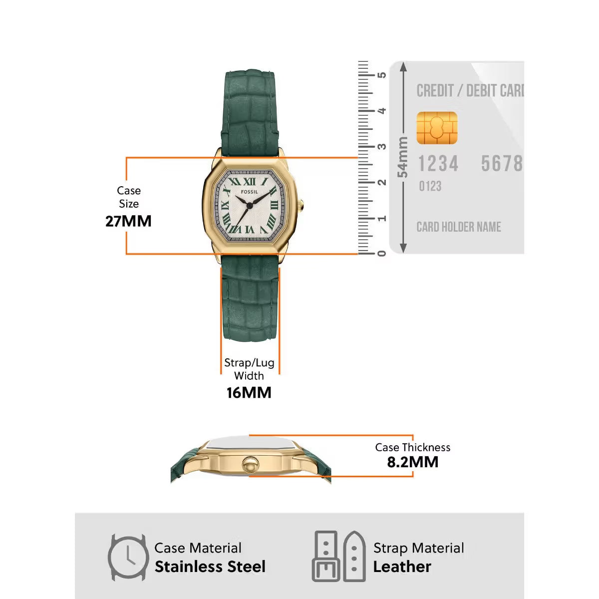 Fossil Harlow Quartz Cream Dial Analog Leather Strap Watch For Women ES5427