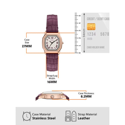 Fossil Harlow Quartz Cream Dial Analog Leather Strap Watch For Women ES5428