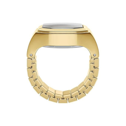 Gold watch band on a white background
