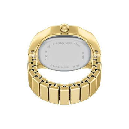Gold watch with a white face on a white background
