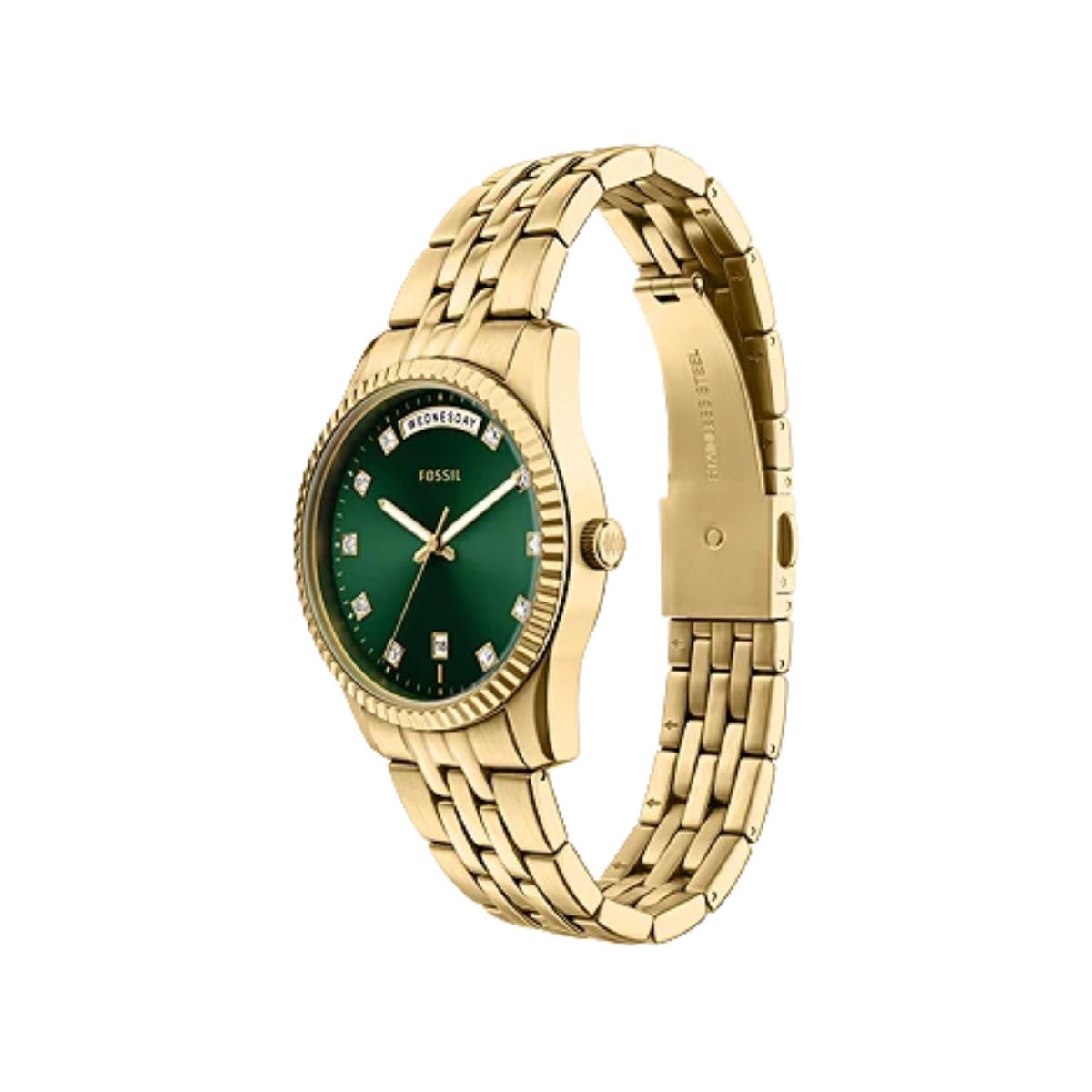 Fossil Scarlette Quartz Green Dial Analog Watch For Women ES5460