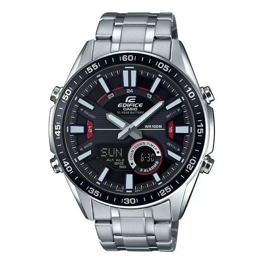 EX438 | CASIO Edifice Silver Analog-Digital - Men's Watch