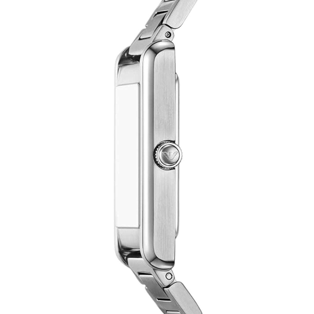 Silver watch with a diamond on a white background