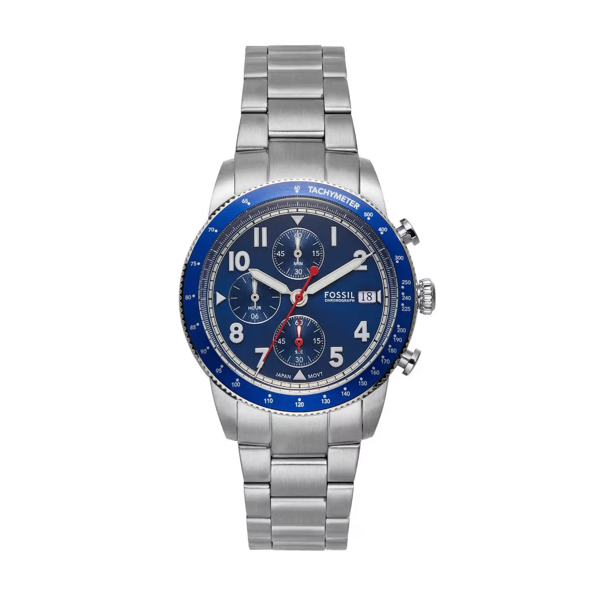 Fossil Sport Tourer Quartz Blue Dial Chronograph Stainless Steel Men Watch FS6047