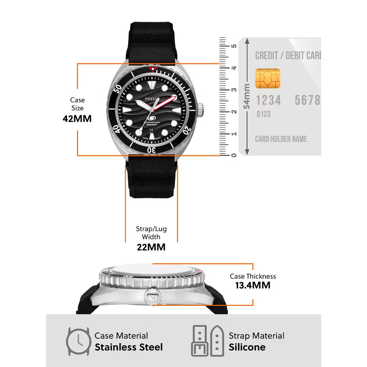 Fossil Breaker Quartz Black Dial With Date Analog Men's Watch FS6062