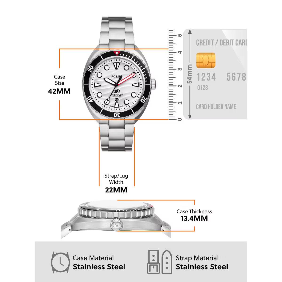 Fossil Breaker Quartz White Dial Analog Stainless Steel Men Watch FS6063