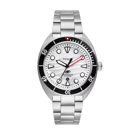 Fossil Breaker Quartz White Dial Analog Stainless Steel Men Watch FS6063