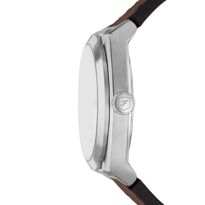 Fossil Everett Quartz Cream Dial Analog Leather Strap Men Watch FS6071