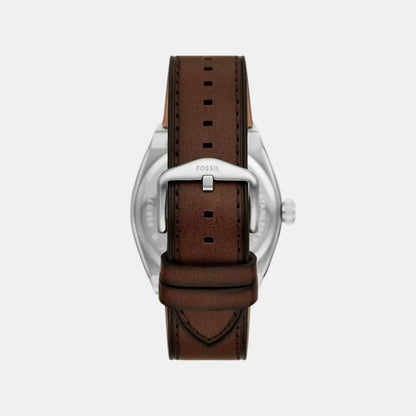 Fossil Everett Quartz Cream Dial Analog Leather Strap Men Watch FS6071