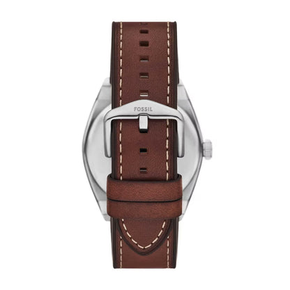 Fossil Everett Quartz Green Dial Analog Leather Strap Men Watch With Bracelet FS6080SET