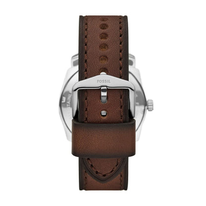 Fossil Machine Quartz Green Dial Analog Leather Strap Men Watch FS6085