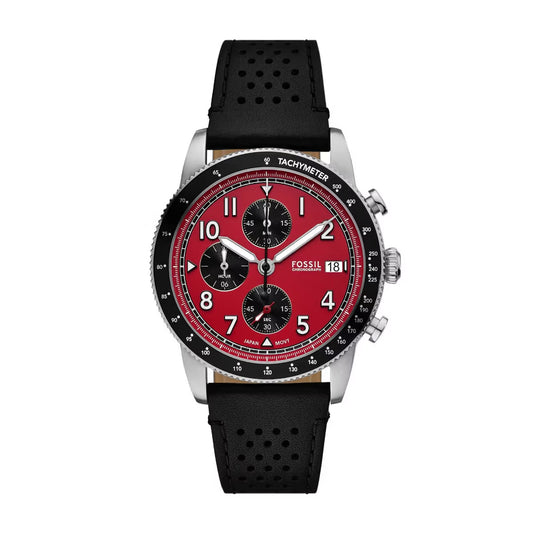 Fossil Sport Tourer Quartz Red Dial Analog Chronograph Men's Watch FS6086