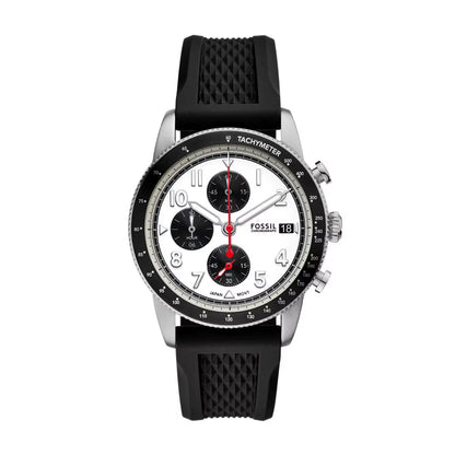 Fossil Sport Tourer Quartz White Dial Chronograph Silicone Strap Men Watch FS6087