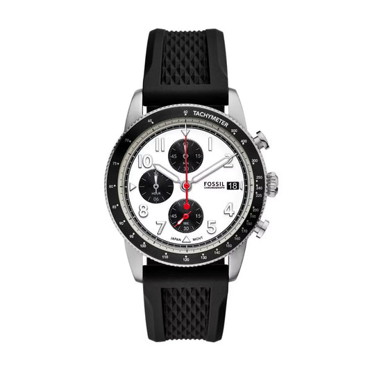 Fossil Sport Tourer Quartz White Dial Chronograph Silicone Strap Men Watch FS6087