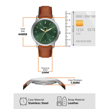 Fossil Minimalist Quartz Green Dial Three-Hand Men's Watch FS6094