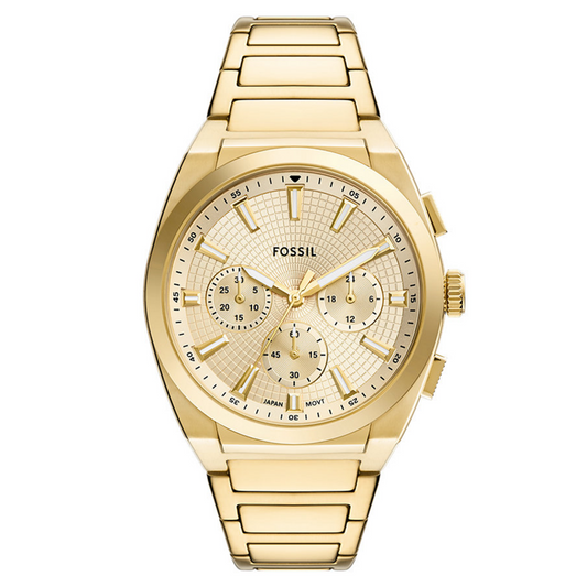 Gold Fossil watch on a white background