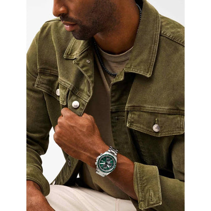 Fossil Autocross Quartz Green Dial Analog Stainless Steel Men's Watch FS6127