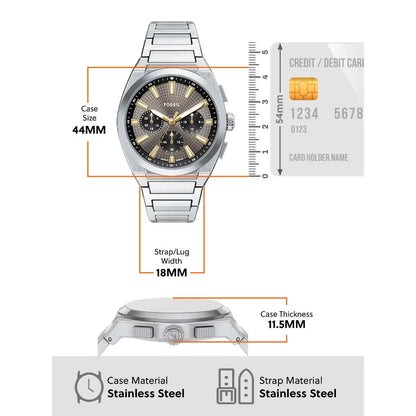 Fossil Everett Quartz Grey Dial Chronograph Watch For Men FS6128