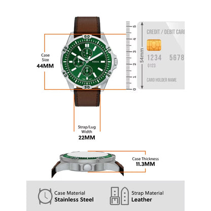 Fossil Garrett Quartz Green Dial Multi-Function Watch For Men FS6147