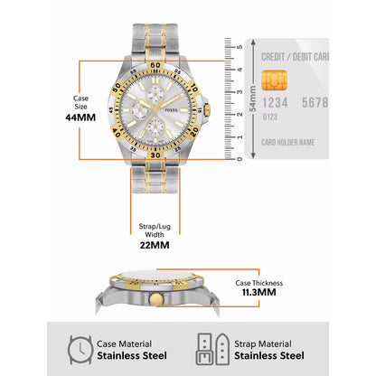 Fossil Garrett Quartz Silver Dial Multi-Function Watch For Men FS6148