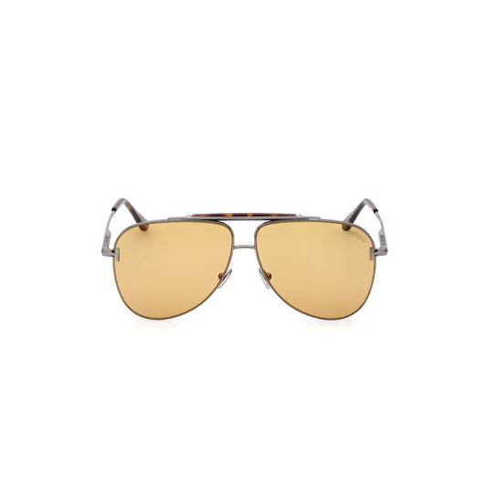 Aviator sunglasses with gold lenses on a white background