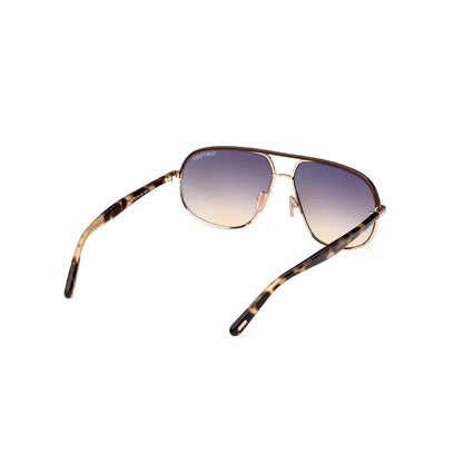 Sunglasses with tortoiseshell frame and gradient lenses on a white background