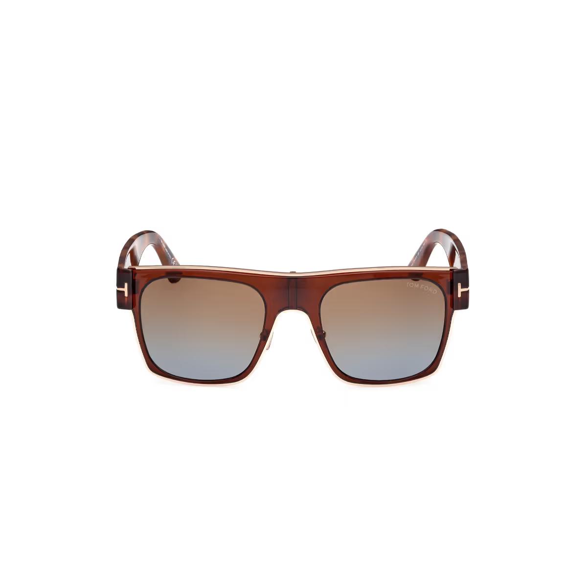 Sunglasses with brown gradient lenses on a white background