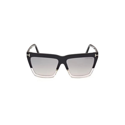 Black cat-eye sunglasses with gradient lenses on a white background