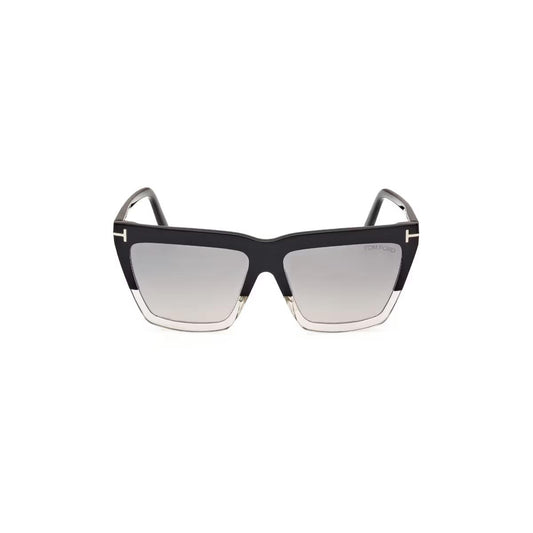 Black cat-eye sunglasses with gradient lenses on a white background