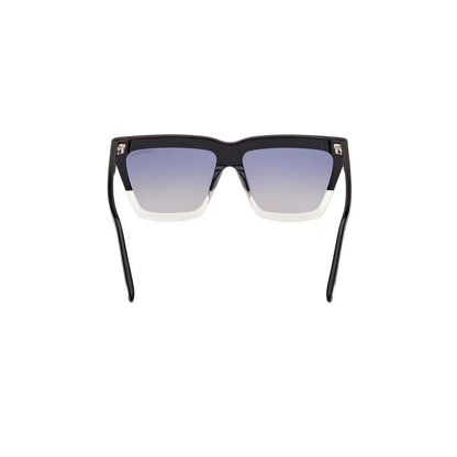 Black sunglasses with gradient lenses on a white background