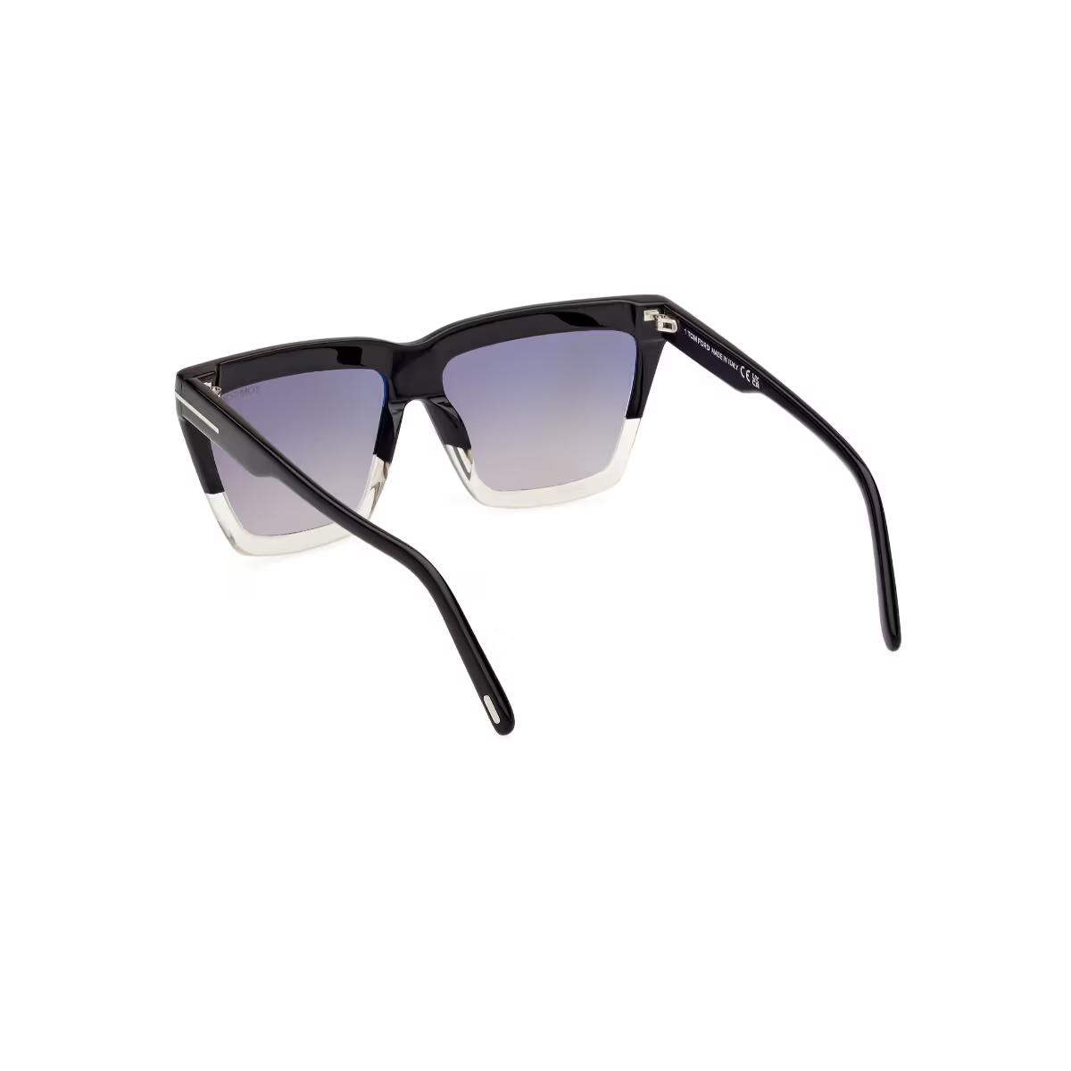 Black cat-eye sunglasses with gradient lenses on a white background
