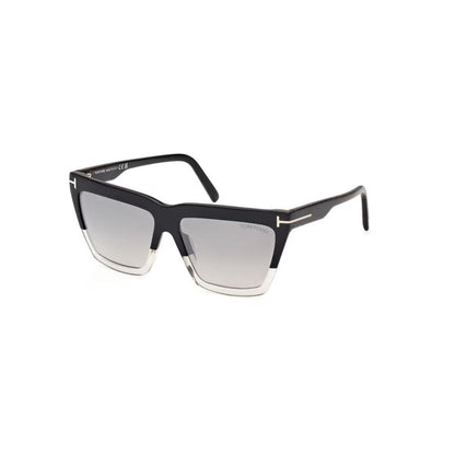 Black sunglasses with gradient lenses on a white background