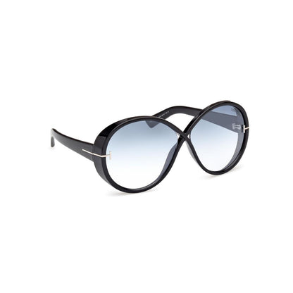 Black sunglasses with gradient lenses on a white background