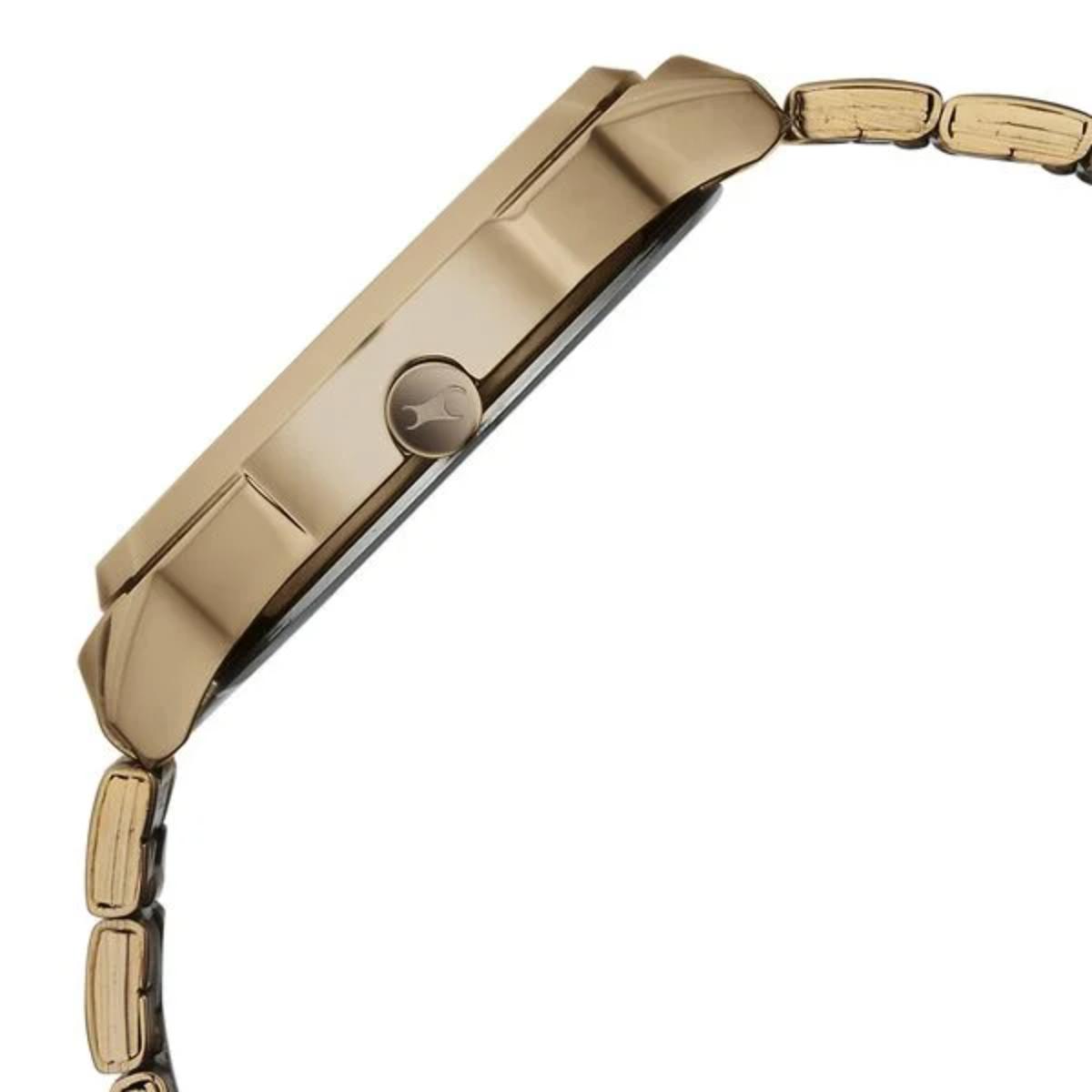 Gold watch with a white background